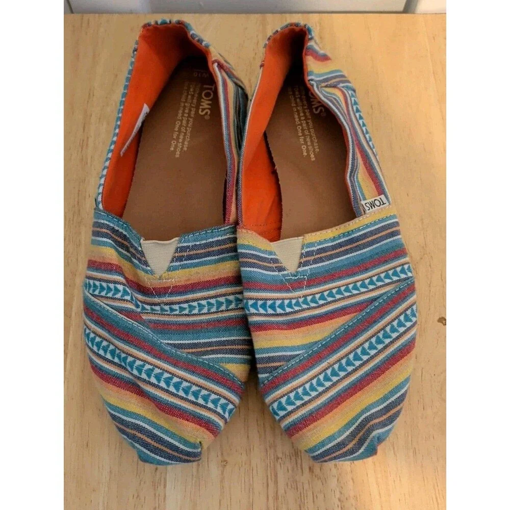 TOMS Women's Stripe Slip On Flats Size 10